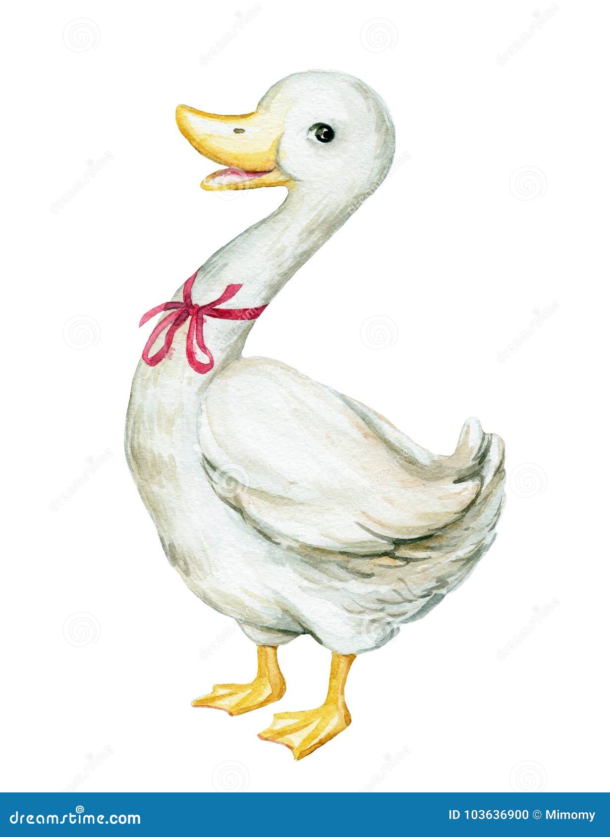 Cute white goose stock illustration. Illustration of hand - 103636900