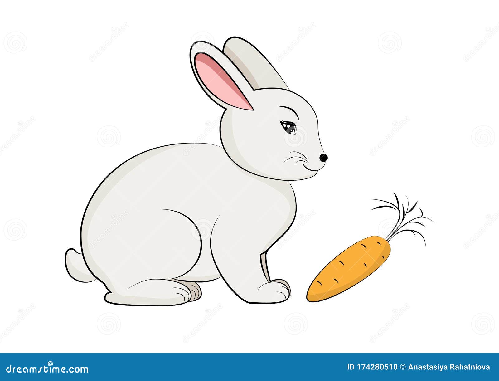 White Rabbit Munching on a Carrot Stock Vector - Illustration of gain,  cartoon: 135560628