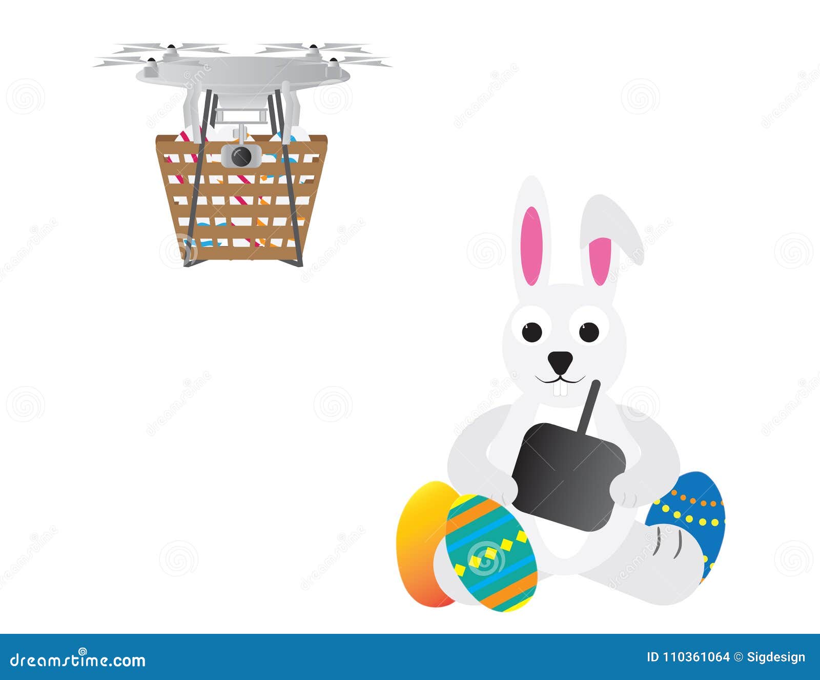 Easter Bunny with Drone Delivery Stock Vector   Illustration of ...