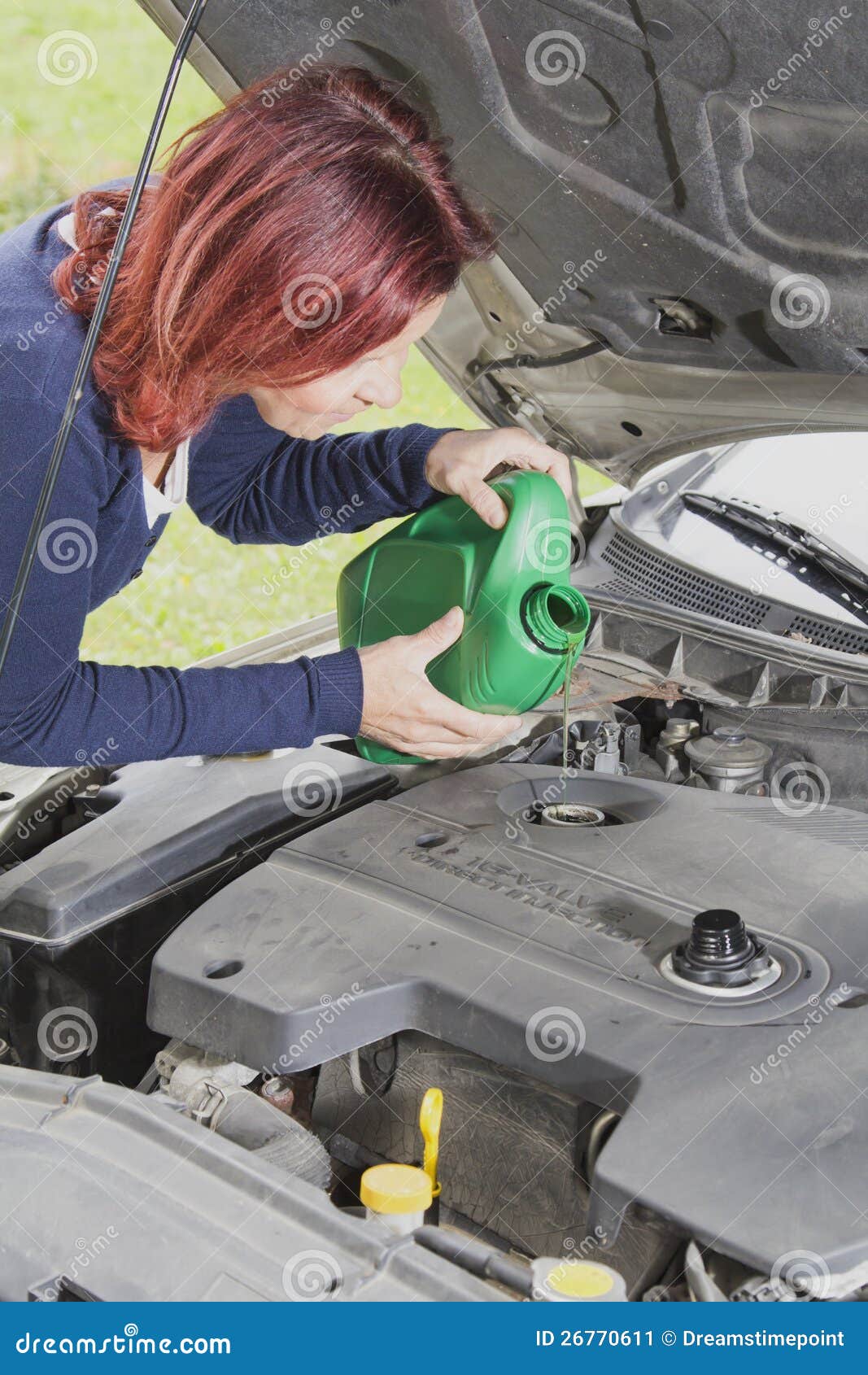 Cute Woman is Adding Oil in the Car Stock Image Image of motor