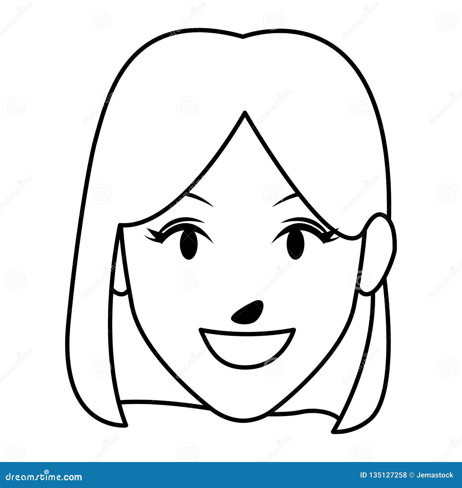 Cute woman face cartoon stock vector. Illustration of adult - 135127258