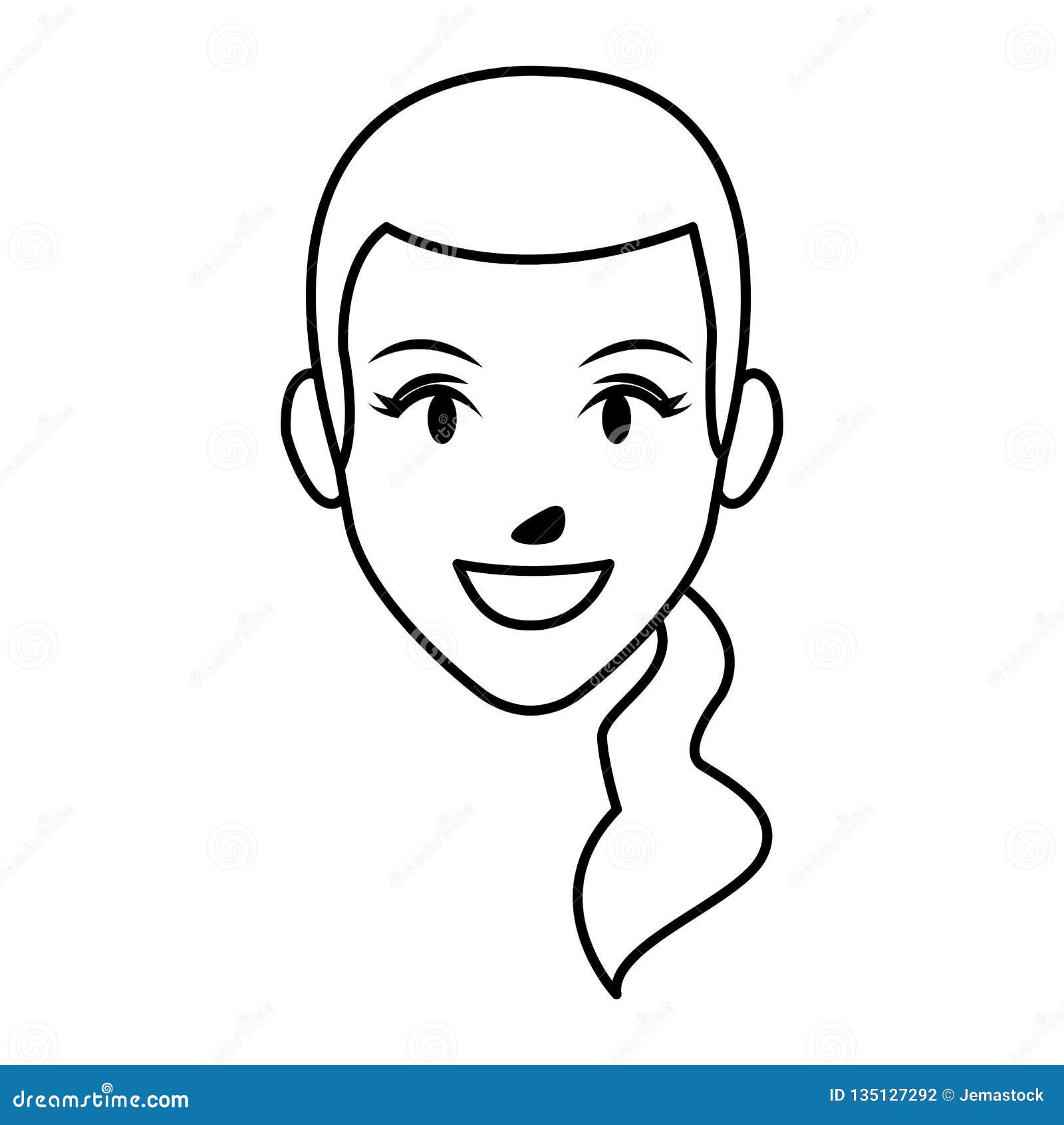 Cute woman face cartoon stock vector. Illustration of head - 135127292