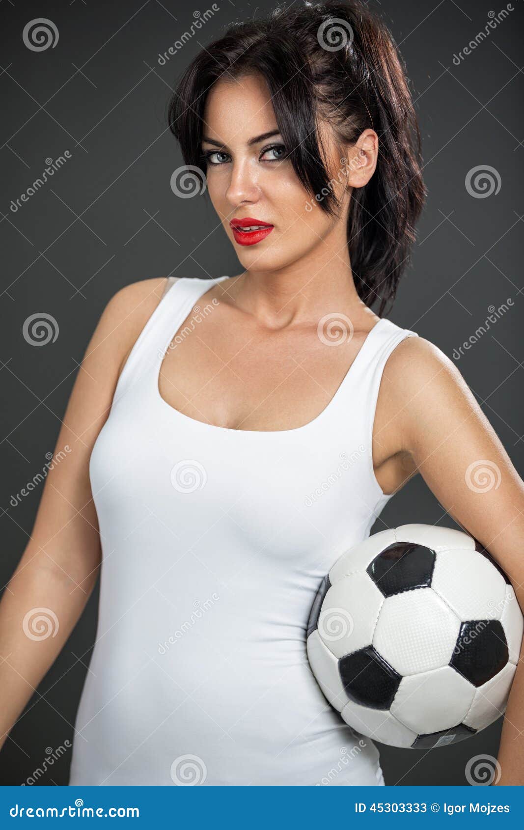 Cute Woman with Soccer Ball Stock Image Image of athlete, babe 45303333