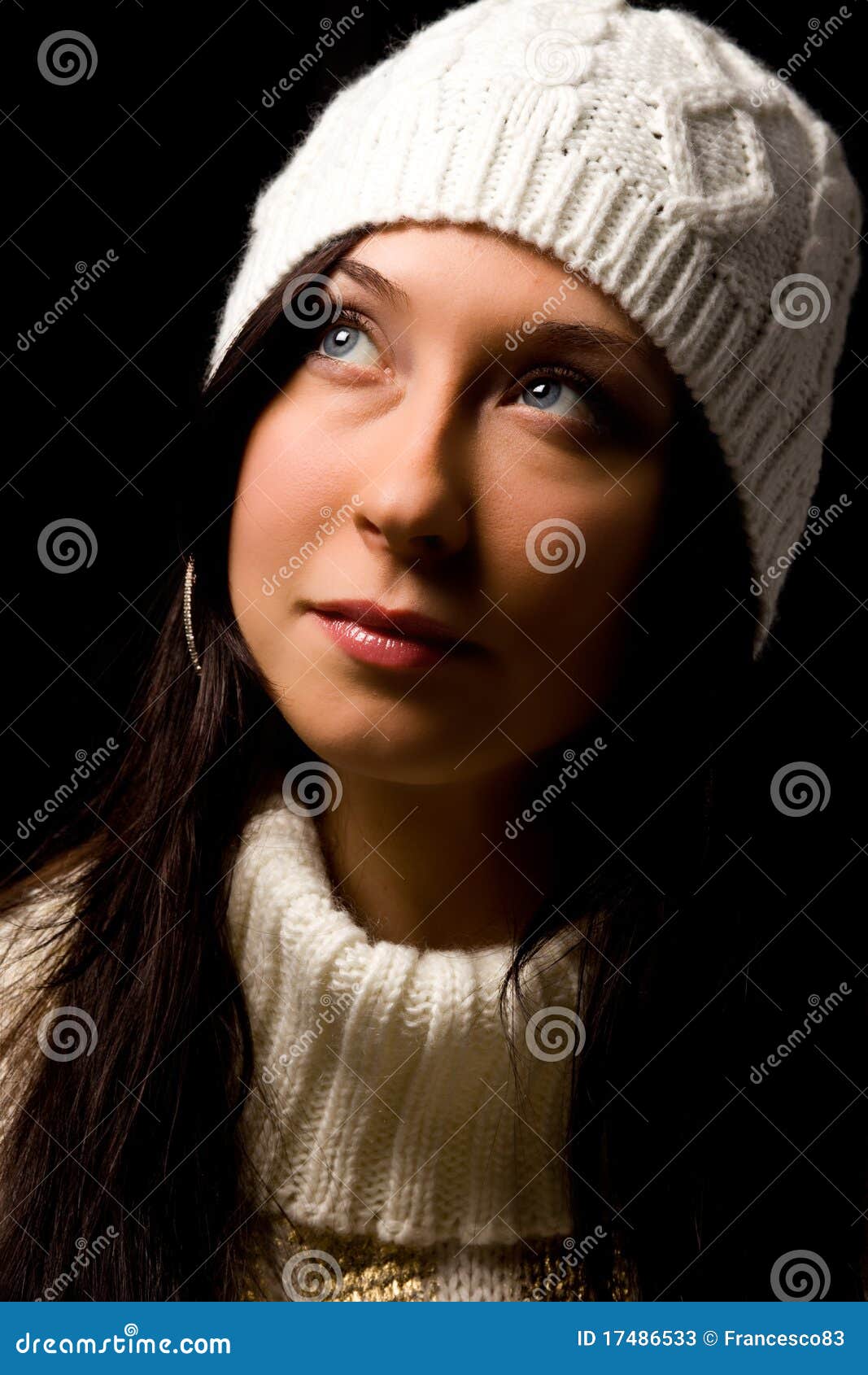 Cute Woman With White Winter Hat Stock Image Image of posing, face