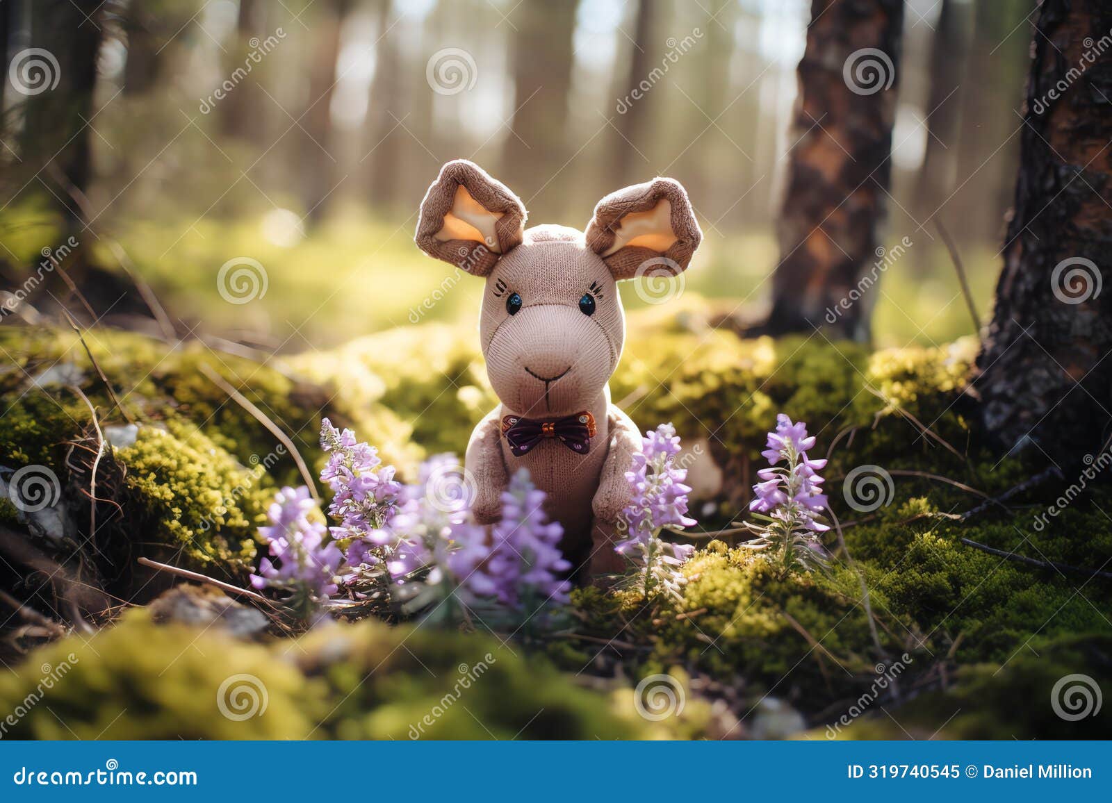 cute woodland moose with colorful wildflowers and butterflies forest style nature