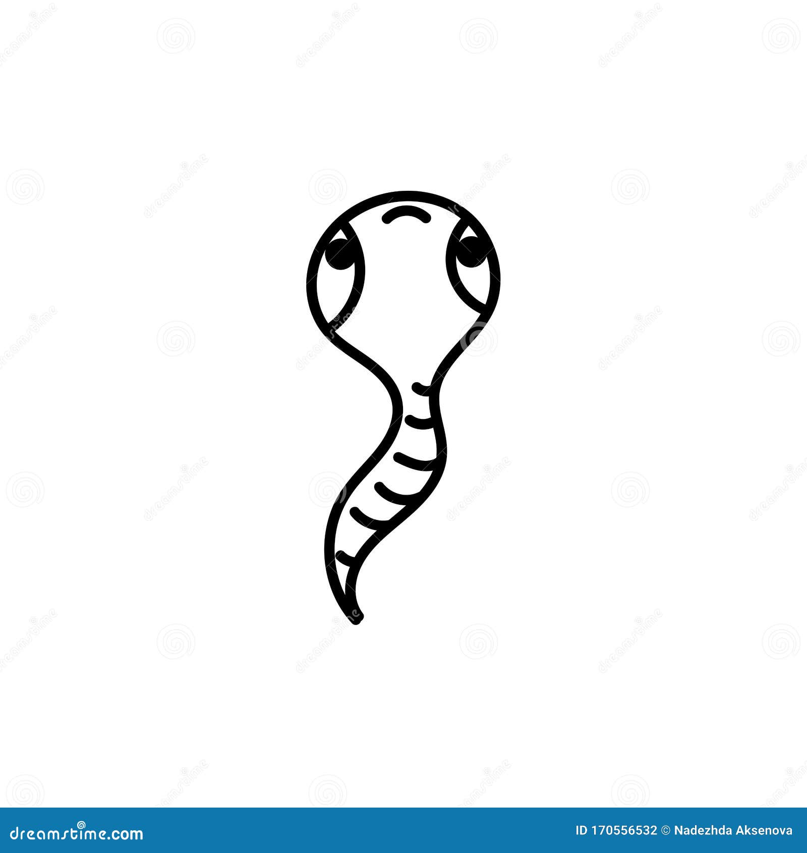 Cute Worm. Isolated on a White Background. Hand-drawn Doodles, Contour
