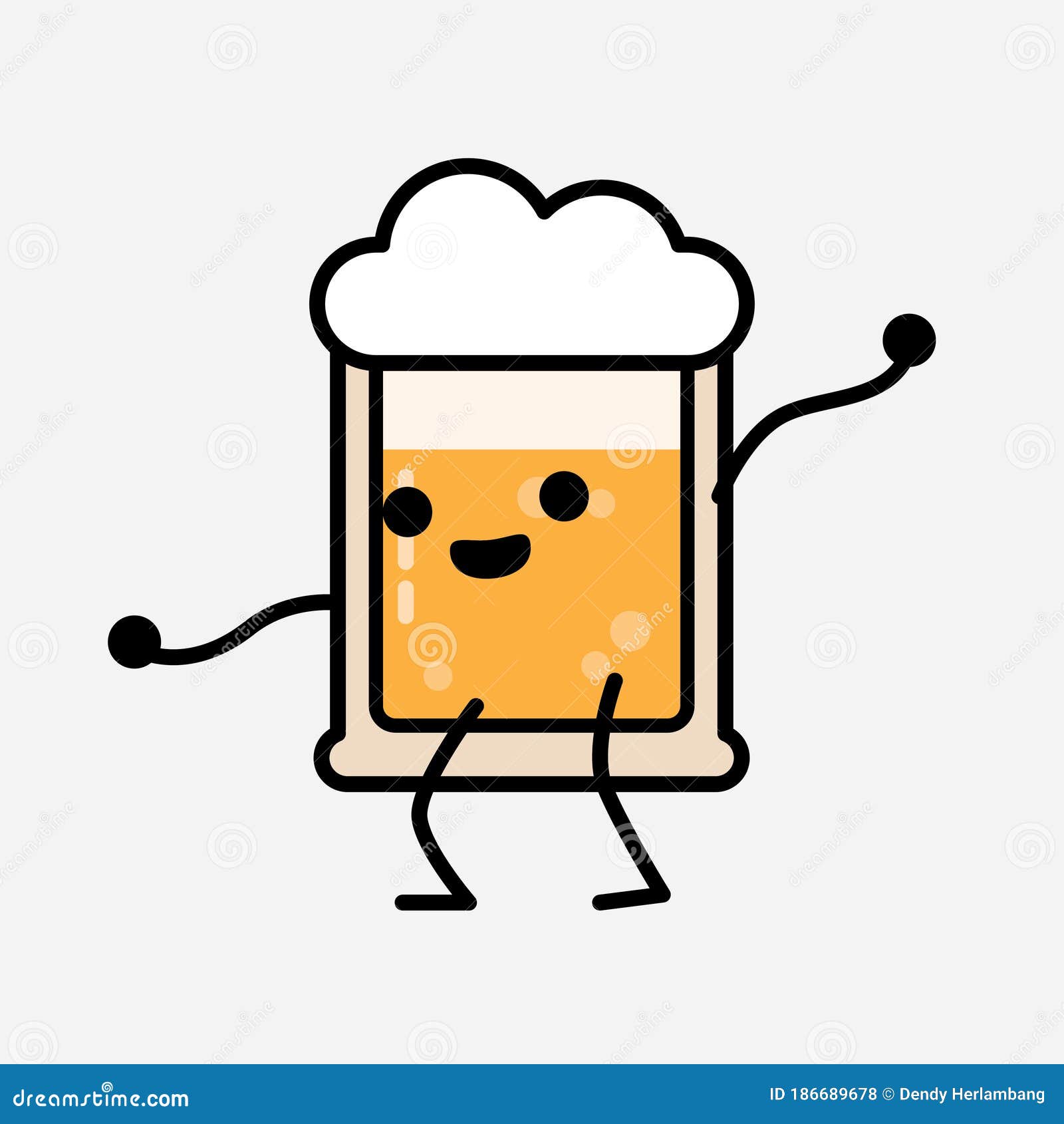 Cute Yellow Beer Mascot Vector Character in Flat Design Style Stock ...