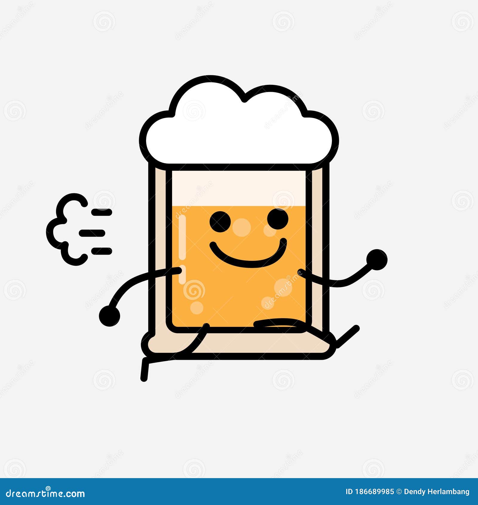 Cute Yellow Beer Mascot Vector Character in Flat Design Style Stock ...