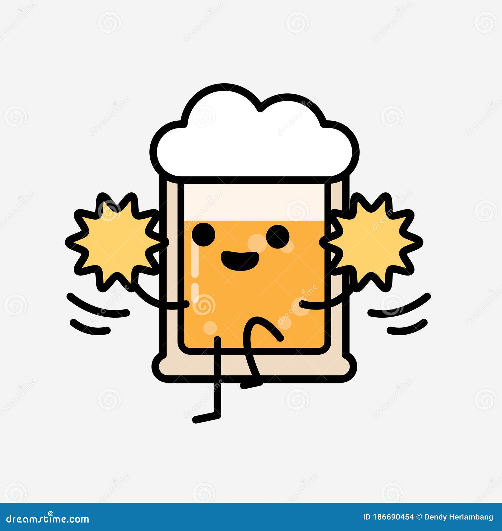 Cute Yellow Beer Mascot Vector Character in Flat Design Style Stock ...