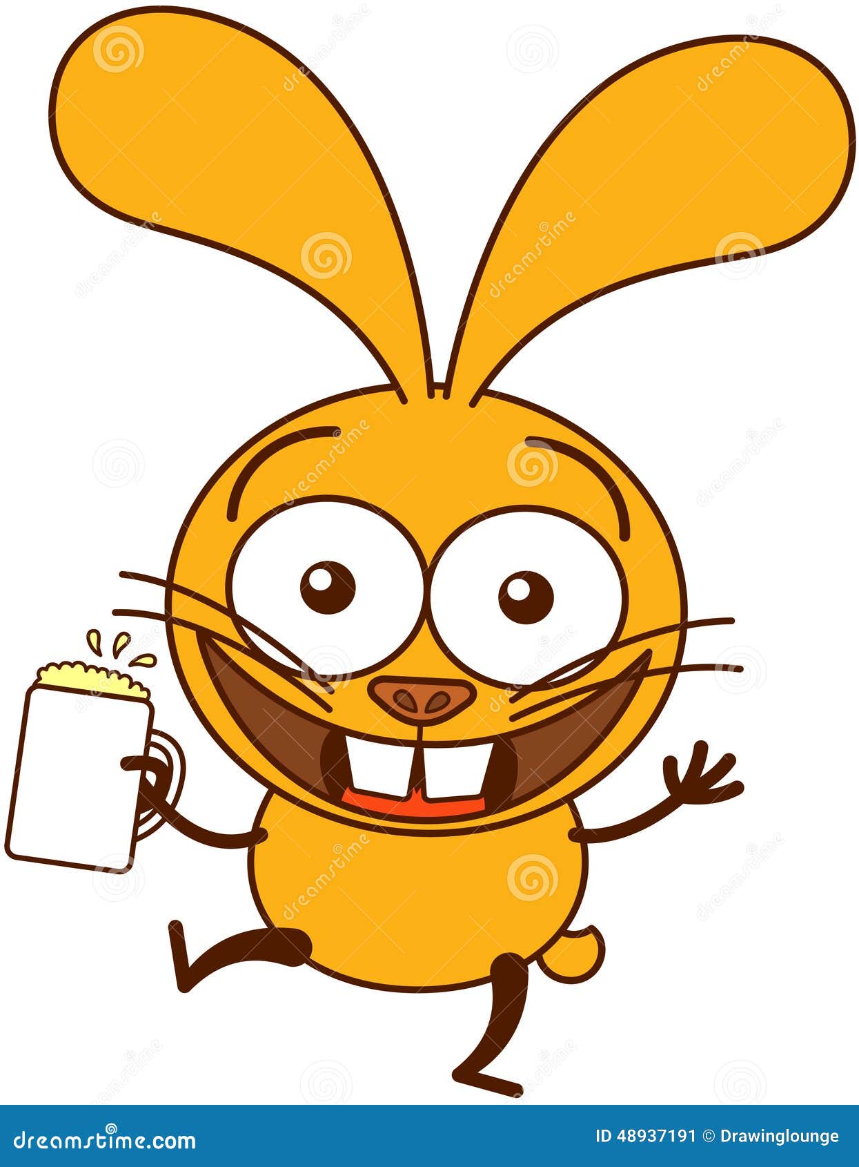 Cute Yellow Bunny Celebrating with Beer Stock Vector - Illustration of  funny, bunny: 48937191