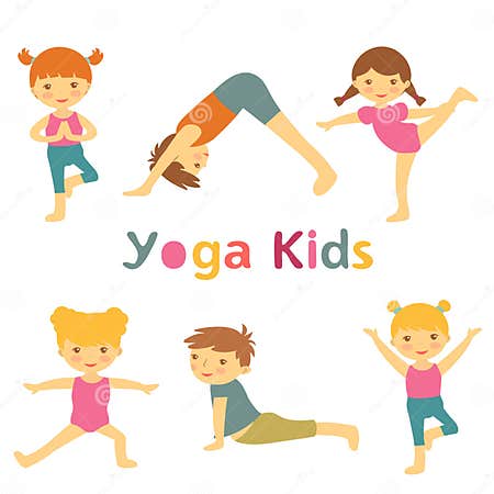 Cute yoga kids stock vector. Illustration of little, lifestyle - 53632849