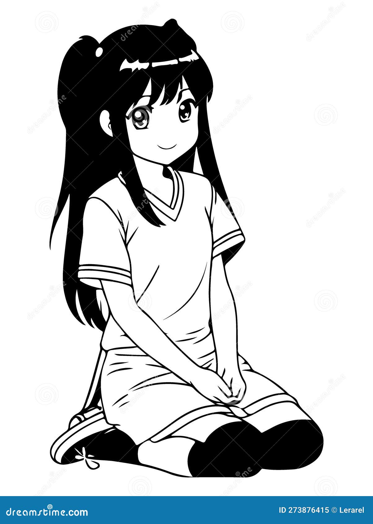 Anime Girl Drawing a Picture, Vector Coloring for Children. Cute Young Anime  Girl in Manga Comic Style.Black and White Stock Vector - Illustration of  nature, character: 273776682