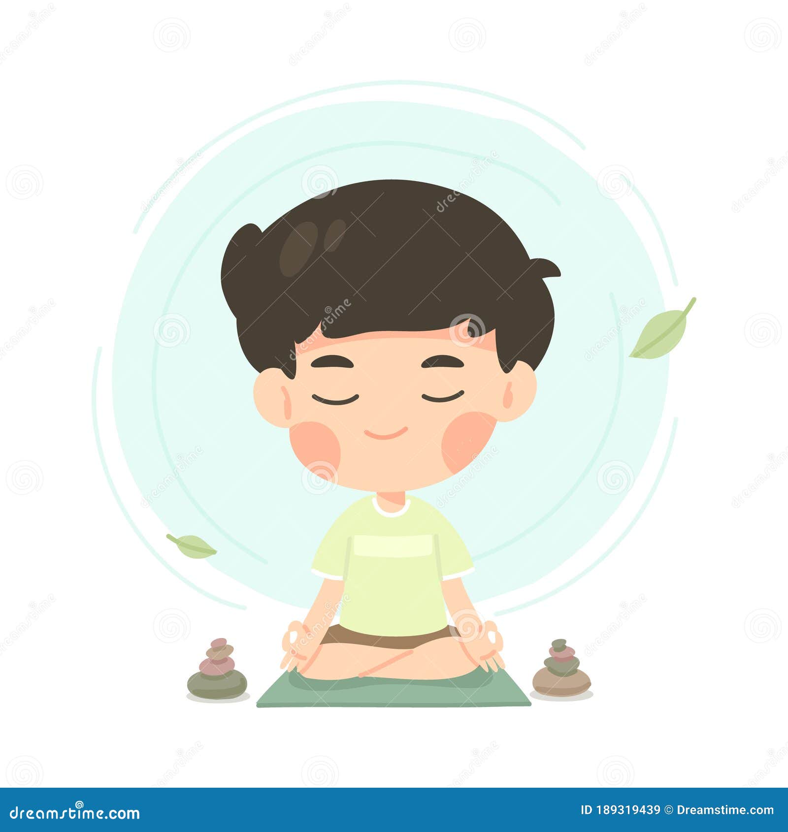 Cute Young Boy Cartoon in Meditation Pose Stock Vector - Illustration of  expression, cartoon: 189319439