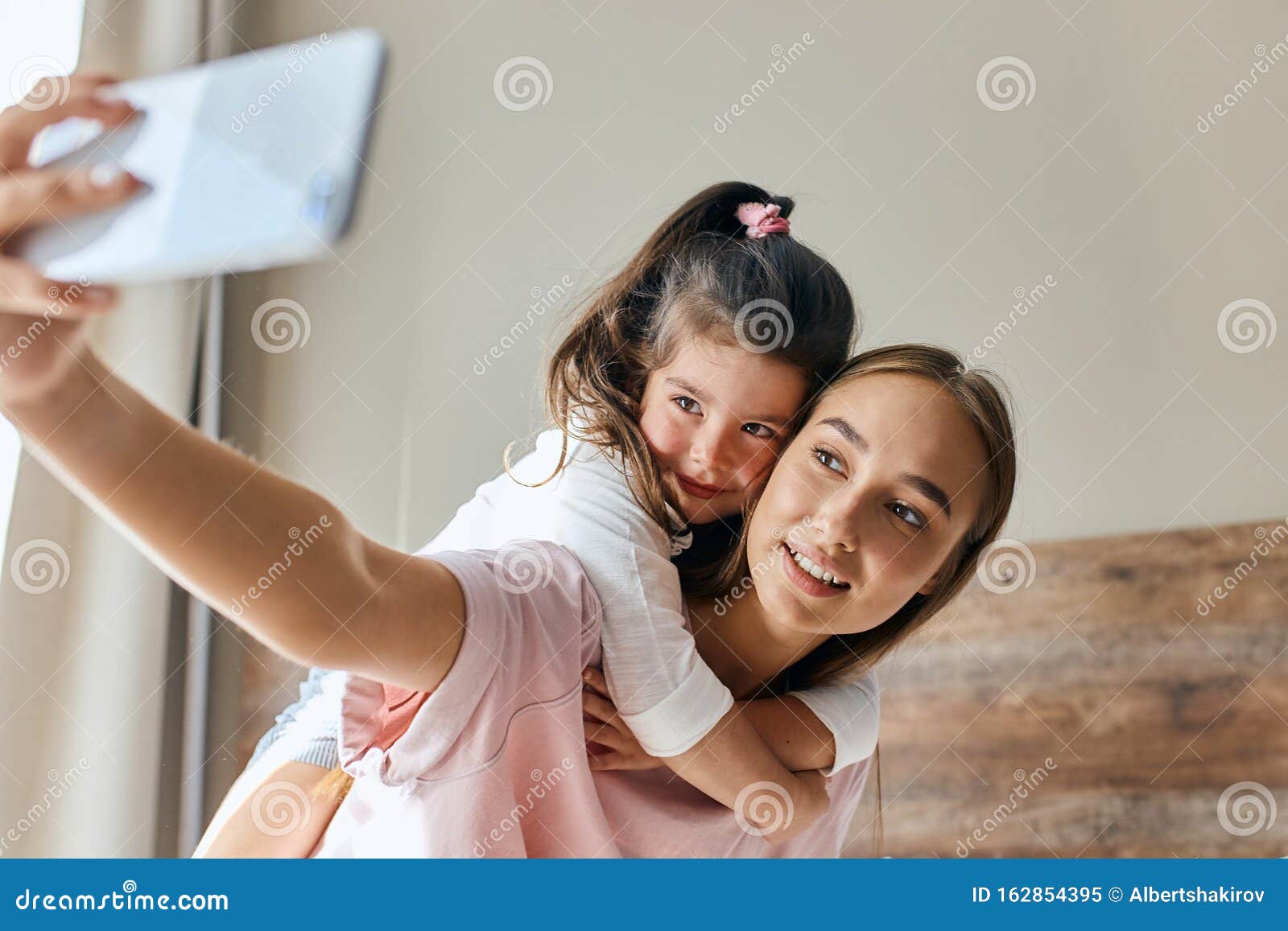 Cute Young Daughter on a Piggyback Ride Stock Image - Image of ...