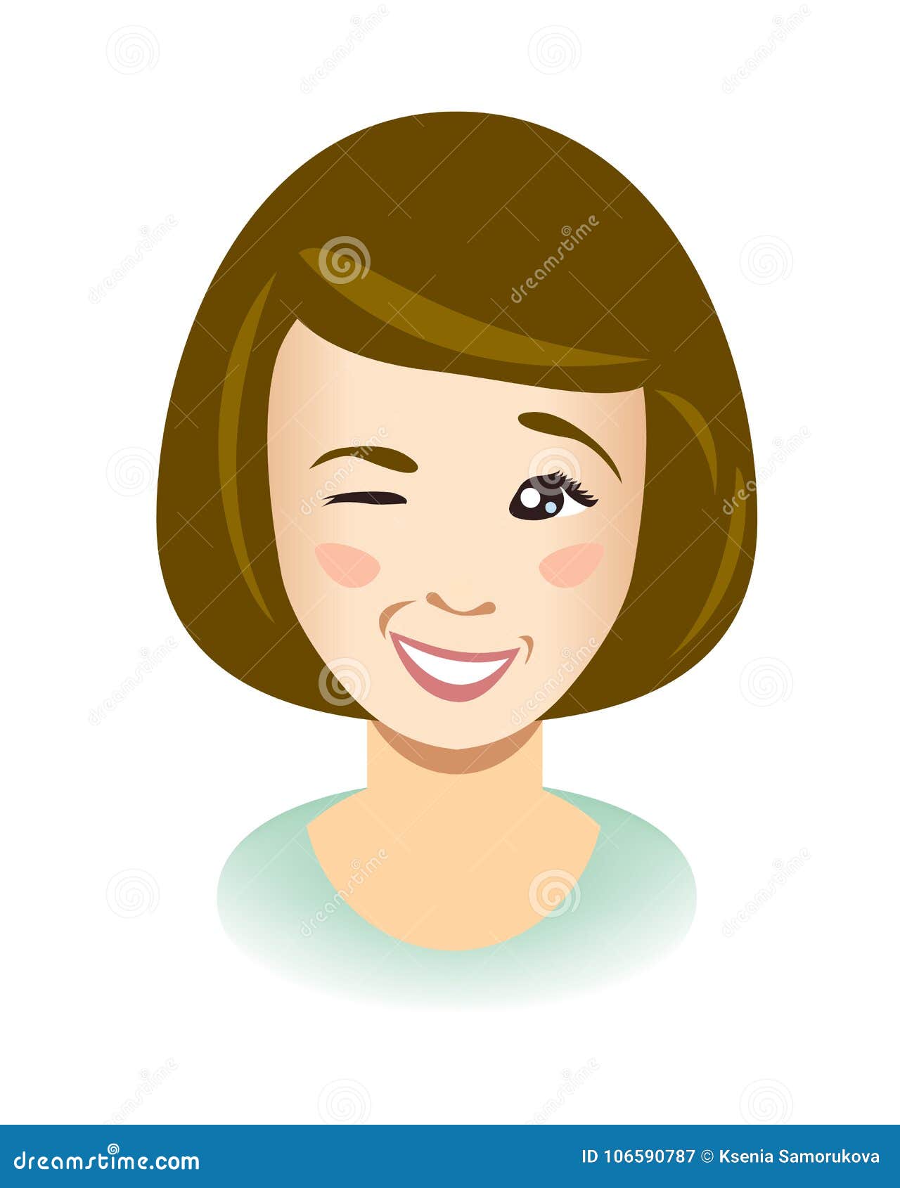 Download Cute Young Woman Wink. Vector Stock Vector - Illustration of female, portrait: 106590787