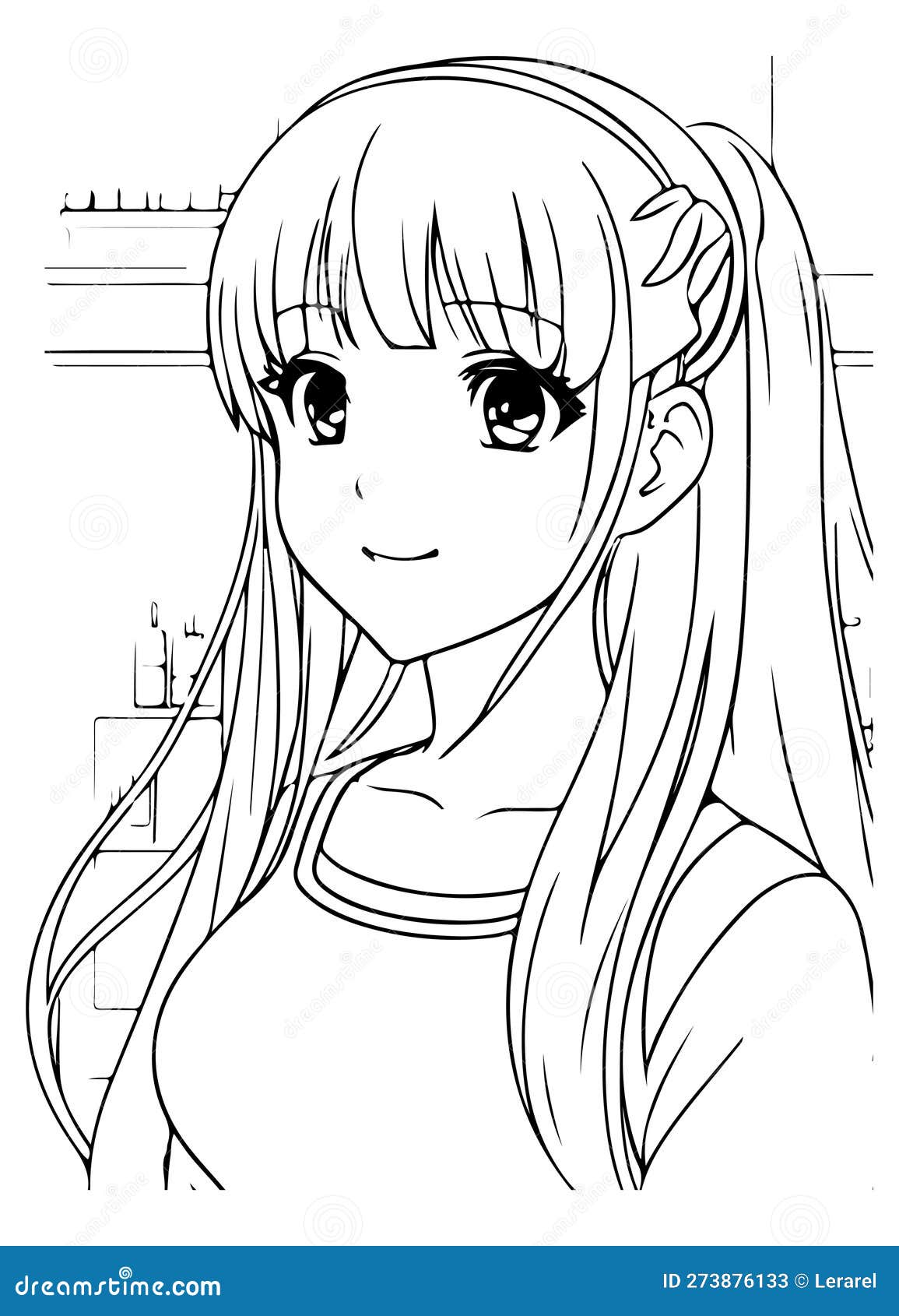 Anime Girl Smiling, Vector Coloring For Children Stock Vector -  Illustration Of Comic, Kawaii: 273876133