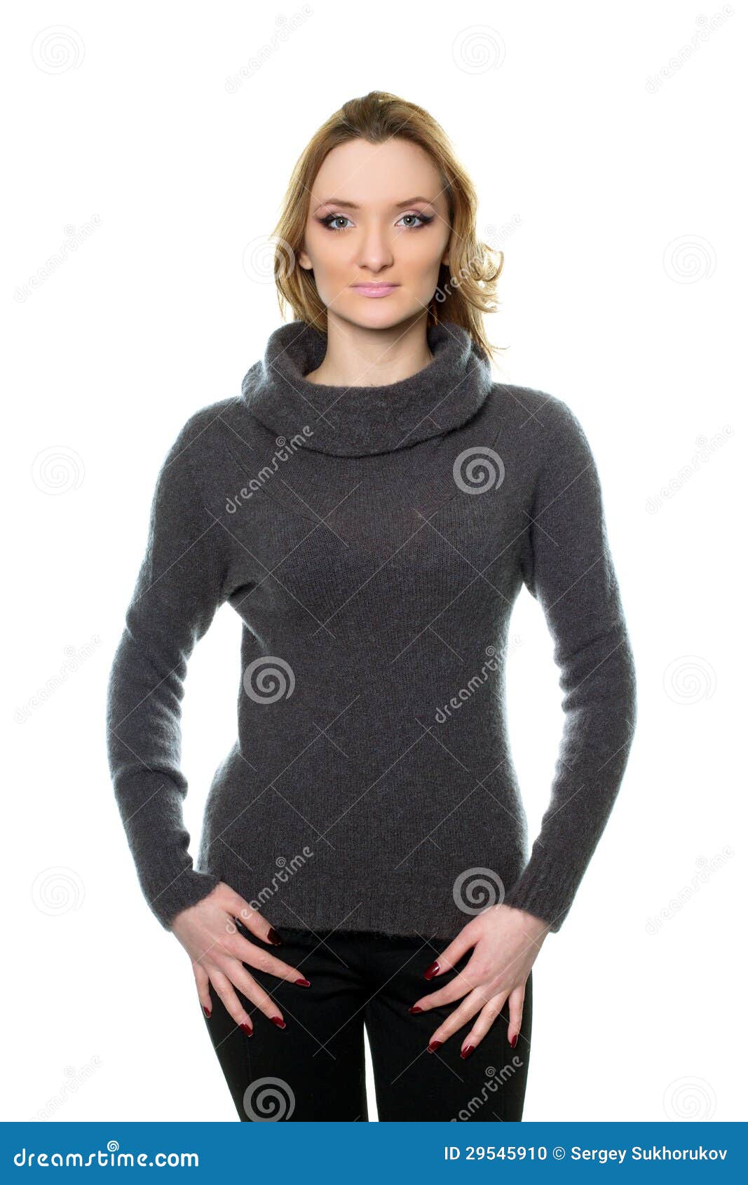 Cute Young Woman in Sweater Stock Photo - Image of calm, model: 29545910