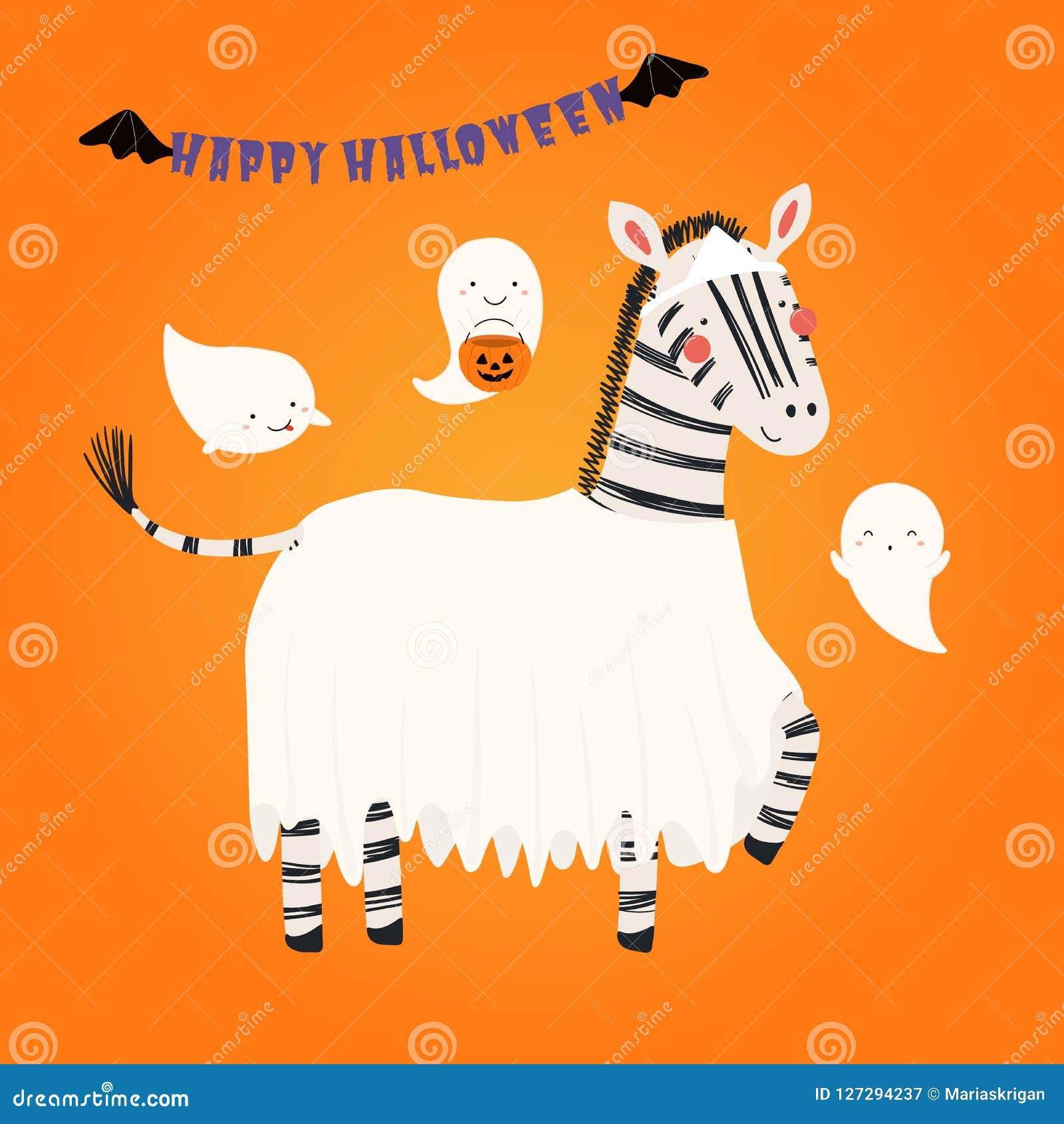 Cute Zebra in Halloween Costume Stock Vector - Illustration of card, halloween: 127294237