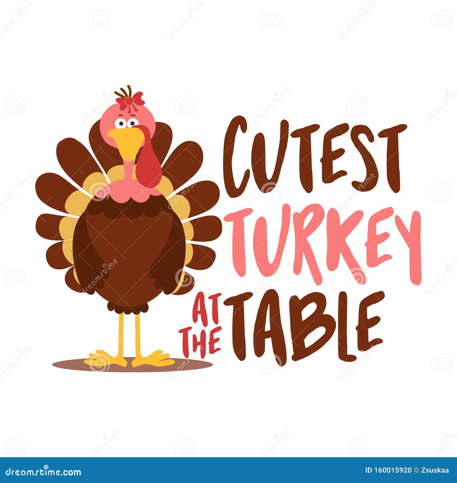 cutest turkey at the table - thanksgiving day calligraphic poster.