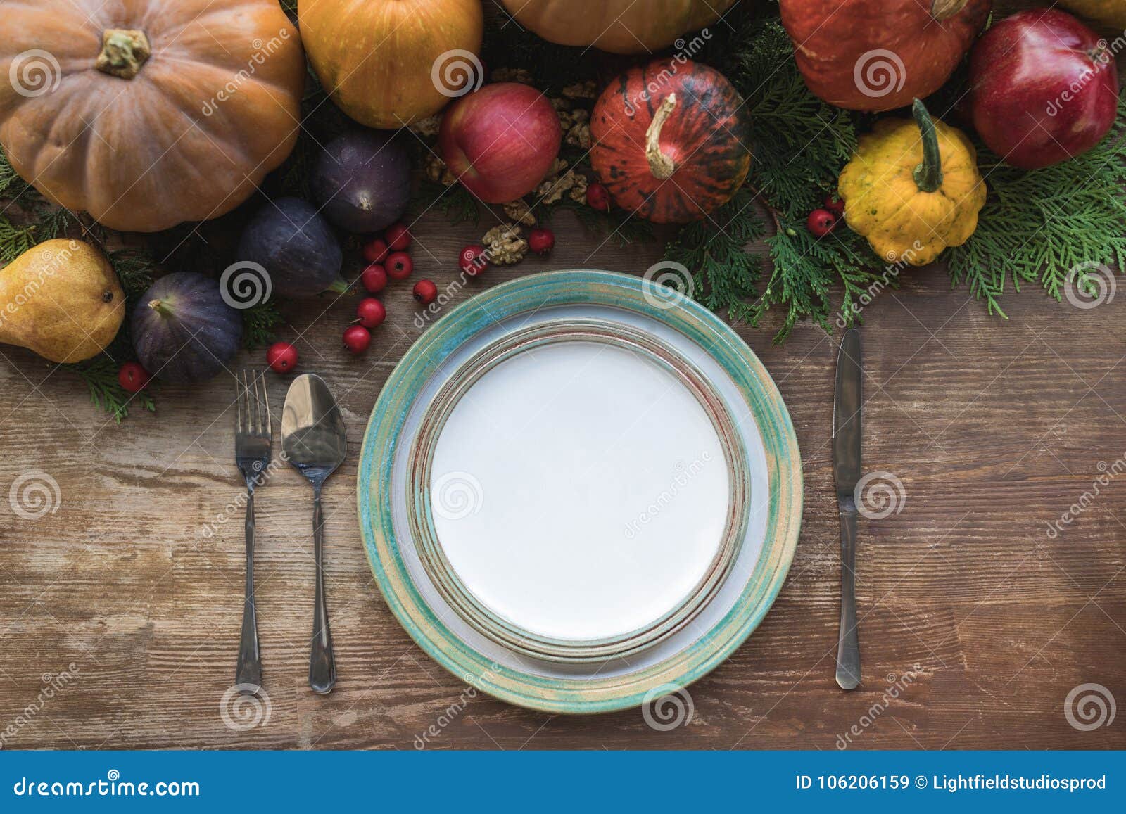 Cutlery and autumn fruits stock image. Image of autumn - 106206159