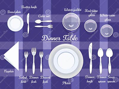 Cutlery on Dining Table stock vector. Illustration of etiquette - 48617584