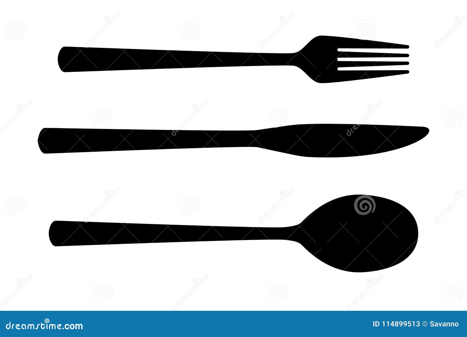 cutlery set. black silhouette - spoon, fork, knife