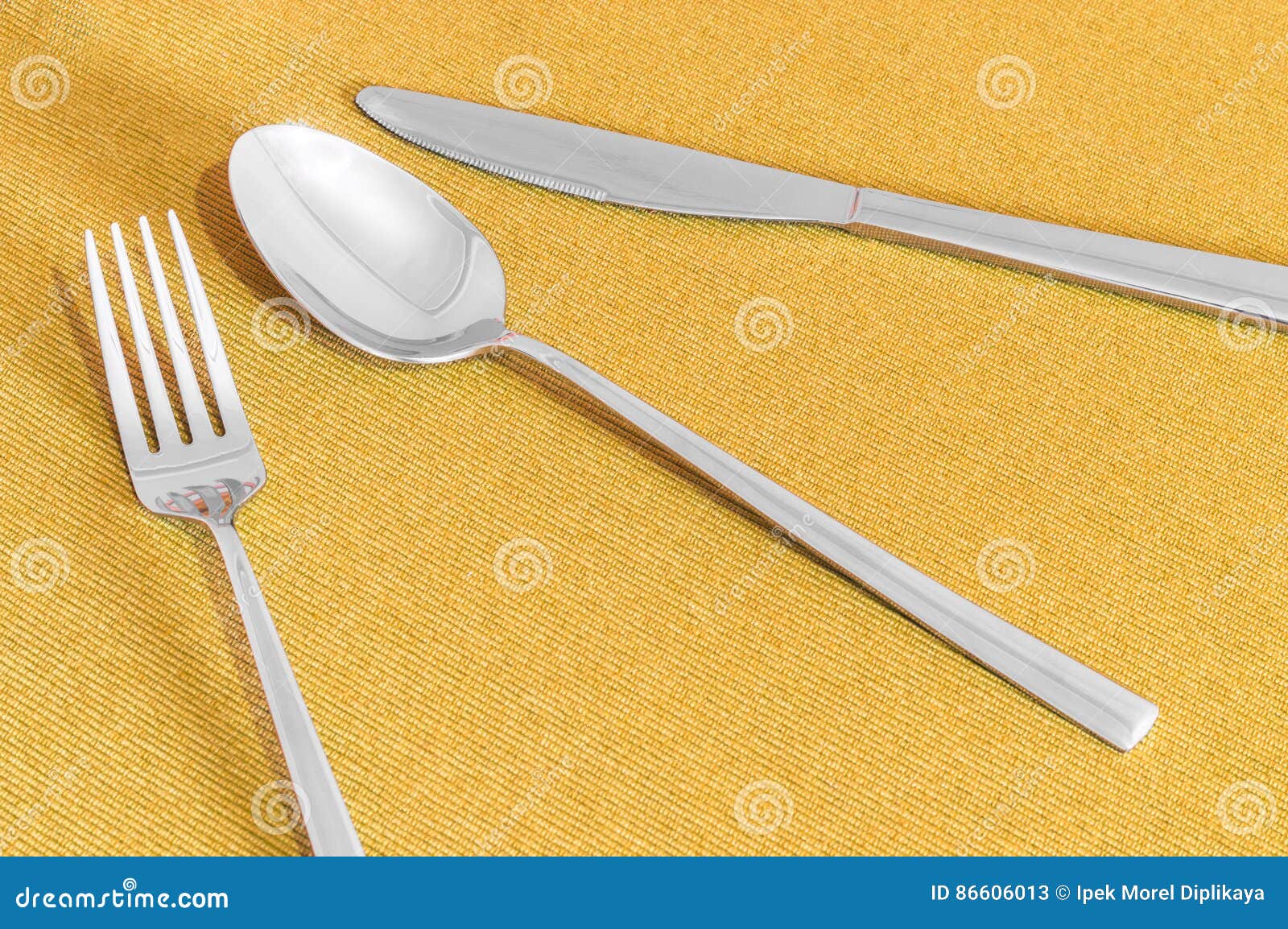 Cutlery Set with Fork, Knife and Spoon Stock Image Image of metal