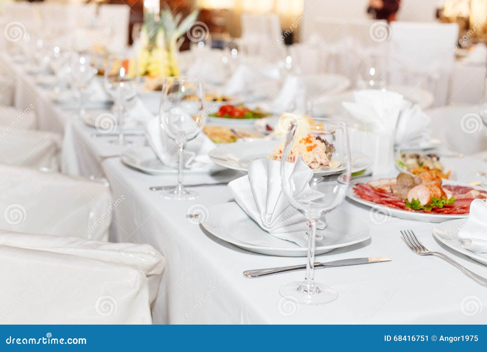 Cutlery on the White Banquet Table Stock Image Image of banquet