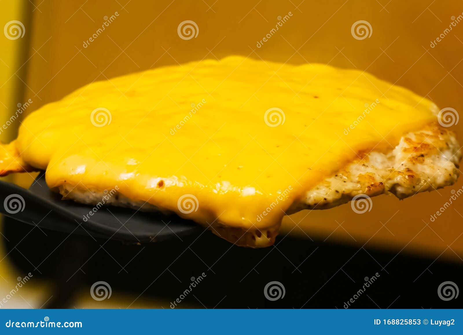 Cutlet with Melted Cheese on Plastic Spatula Stock Image Image of