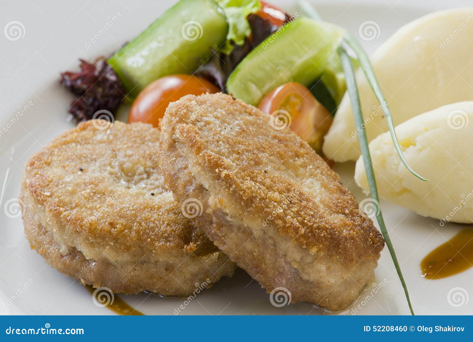 Cutlet and Potatoes with Vegetables Stock Photo Image of asparagus