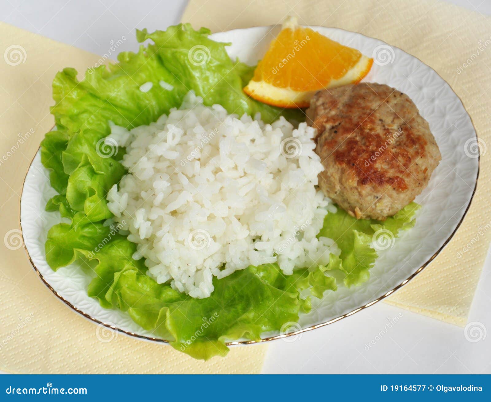 Cutlet with Rice and Vegetables Stock Image Image of appetizing