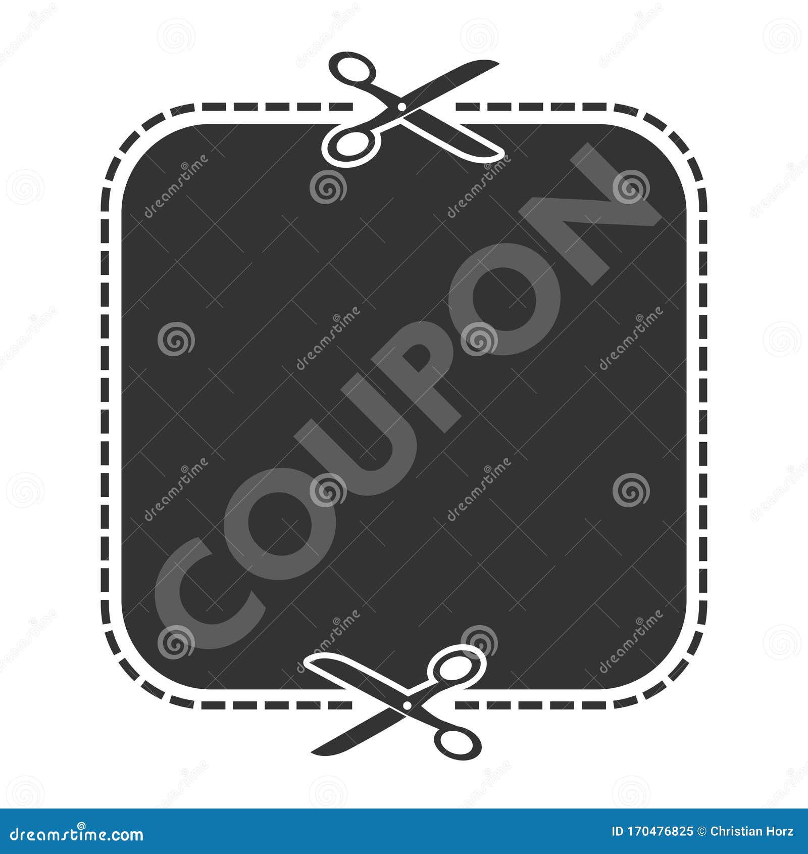 Cutout Coupon Template with Dashed or Dotted Line and Scissors Symbol