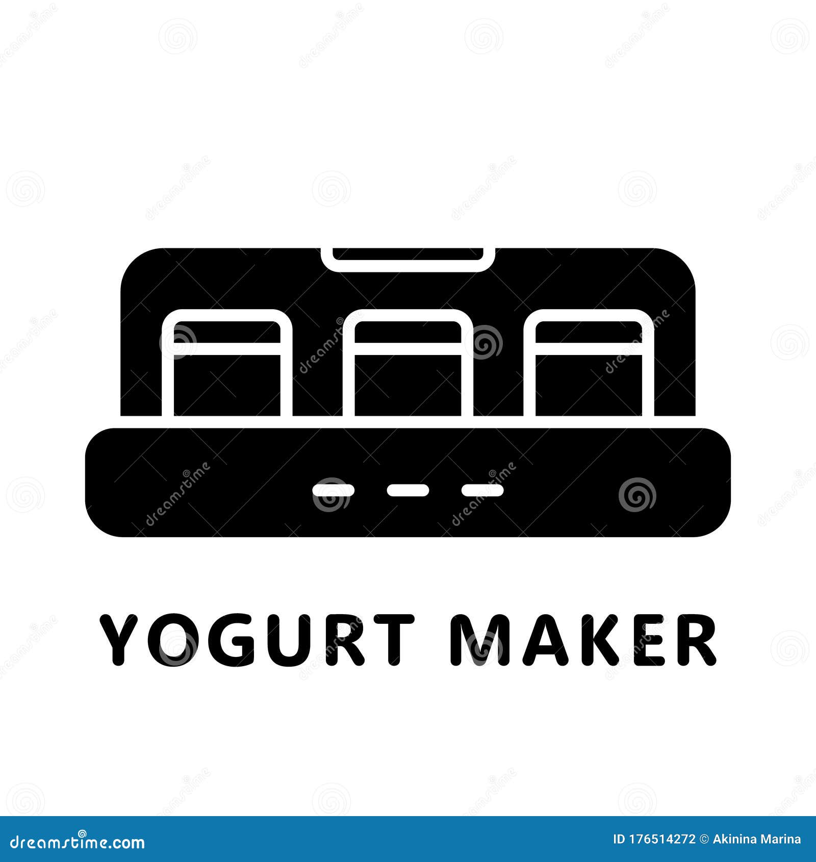 Cutout Silhouette Rectangular Yogurt Maker. Outline Icon of Kitchen