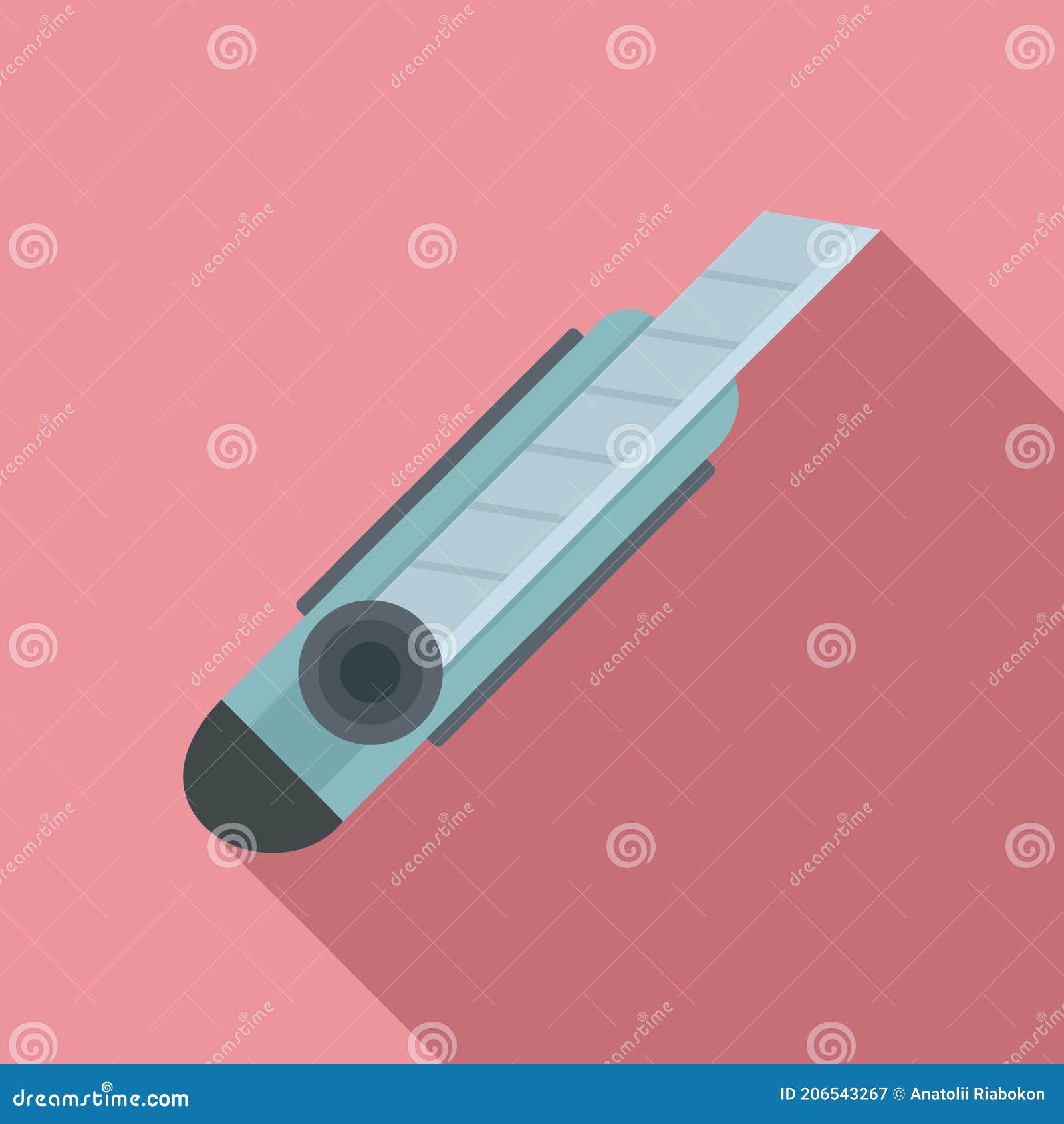 Boxcutter Flat Design Vector Illustration Blade Stationery Knife