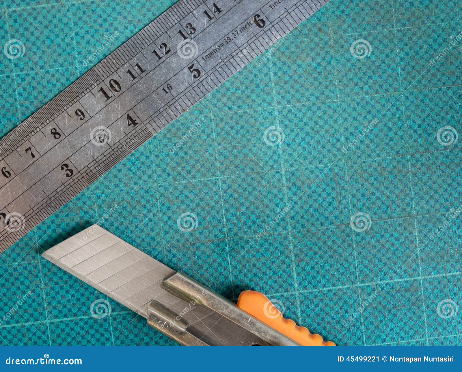 Cutter and Ruler on Cutting Mat. Stock Image Image of horizontal