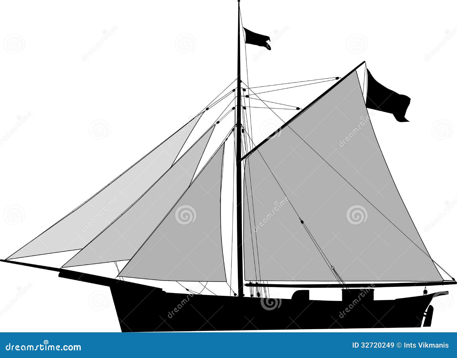 Cutter, Sailing Cargo Vessel Royalty Free Stock Images 