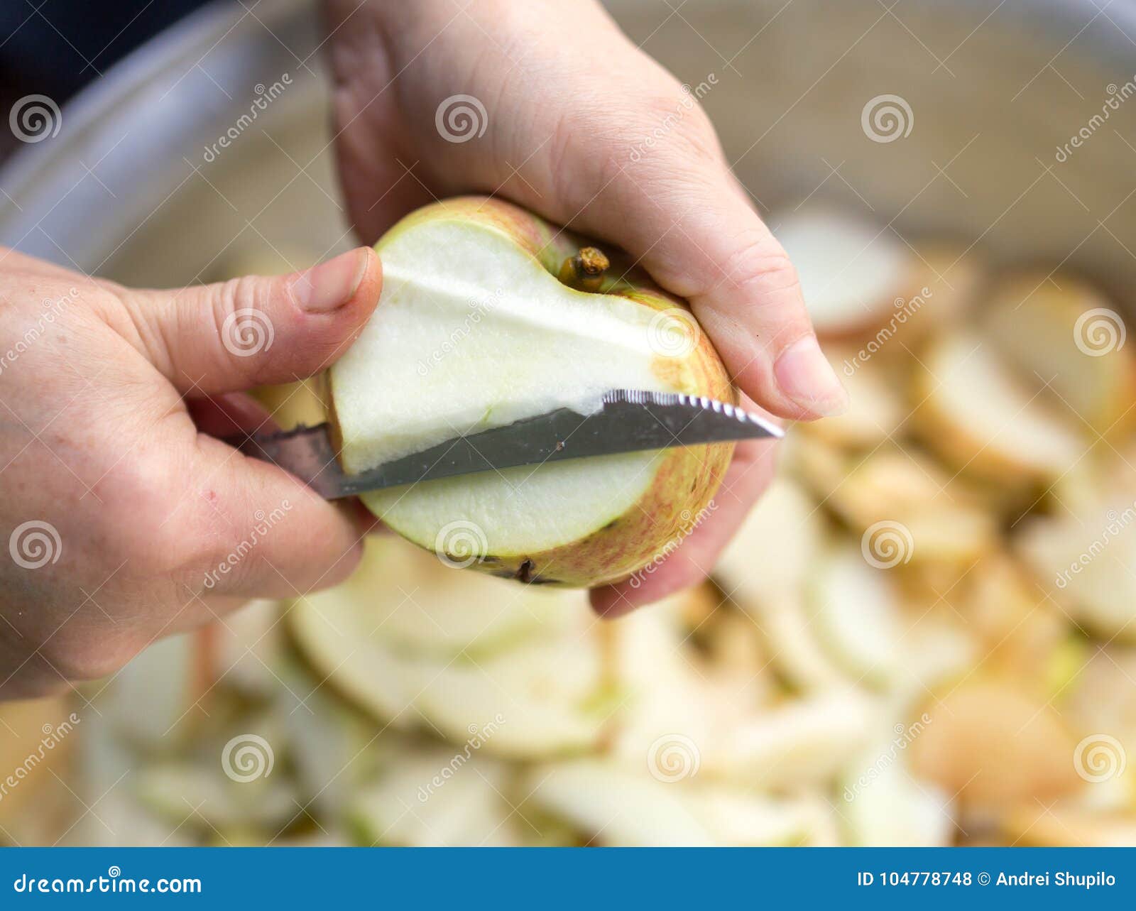 Cutting an Apple with a Knife Stock Photo Image of peeled, fruit