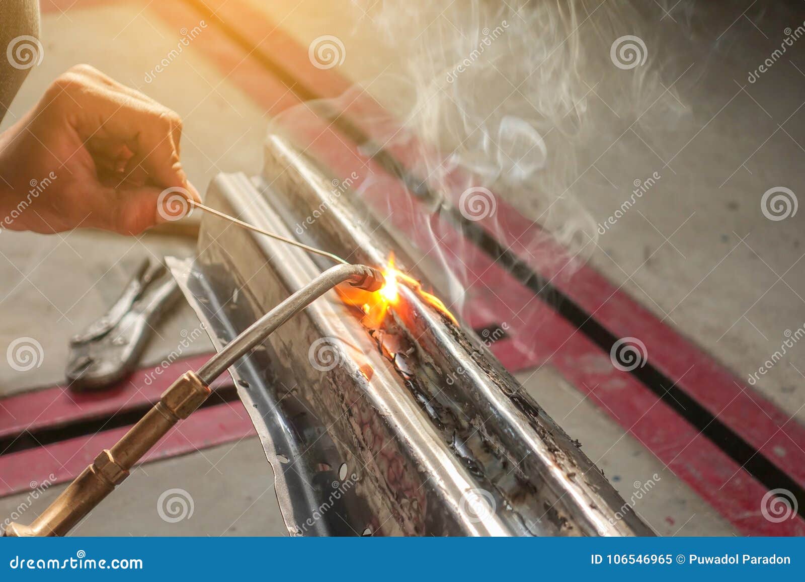 Cutting Auto Body with Gas Torch Stock Image - Image of repair, fire