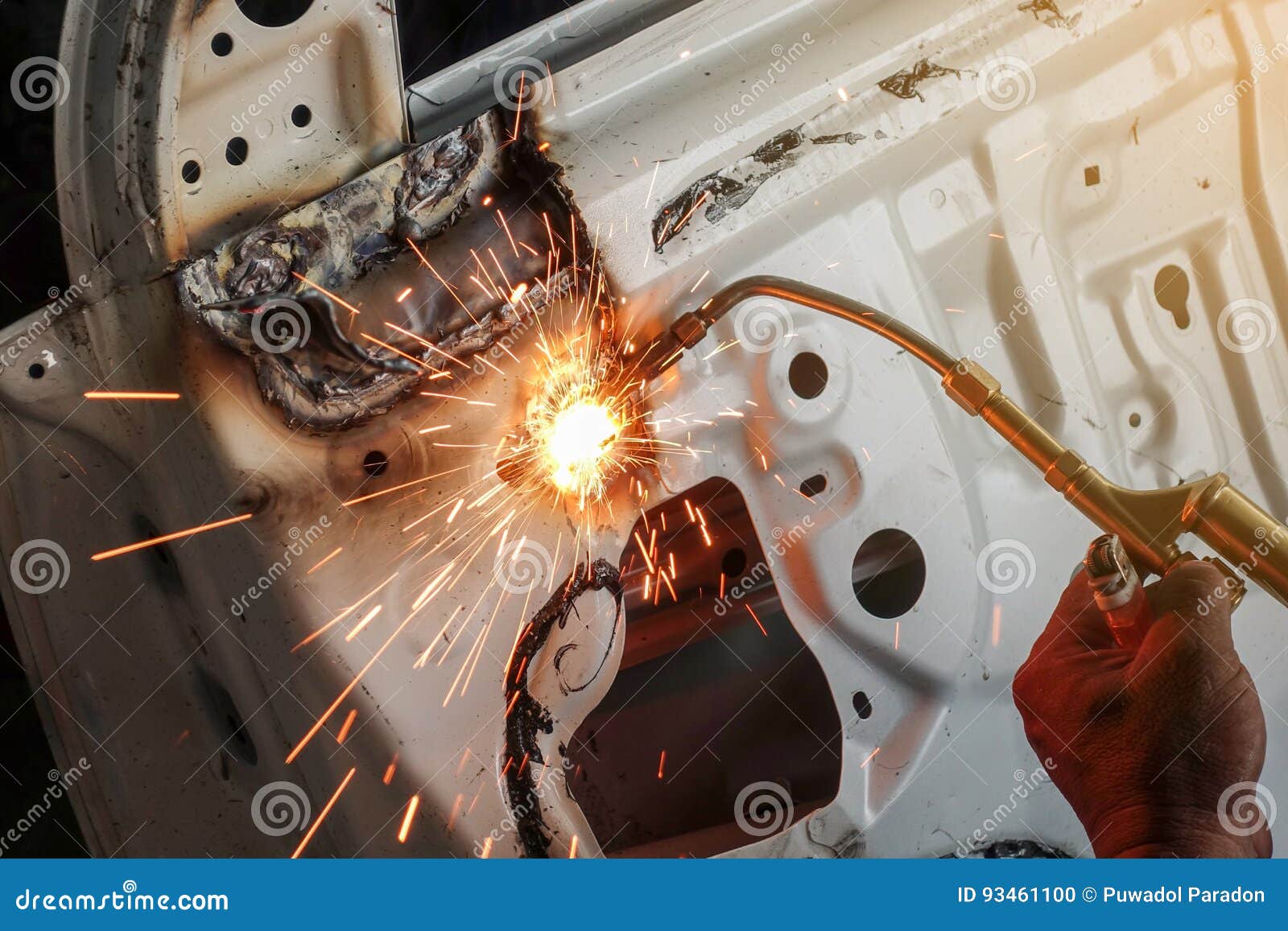 Cutting Auto Body with Gas Torch Stock Photo - Image of welding