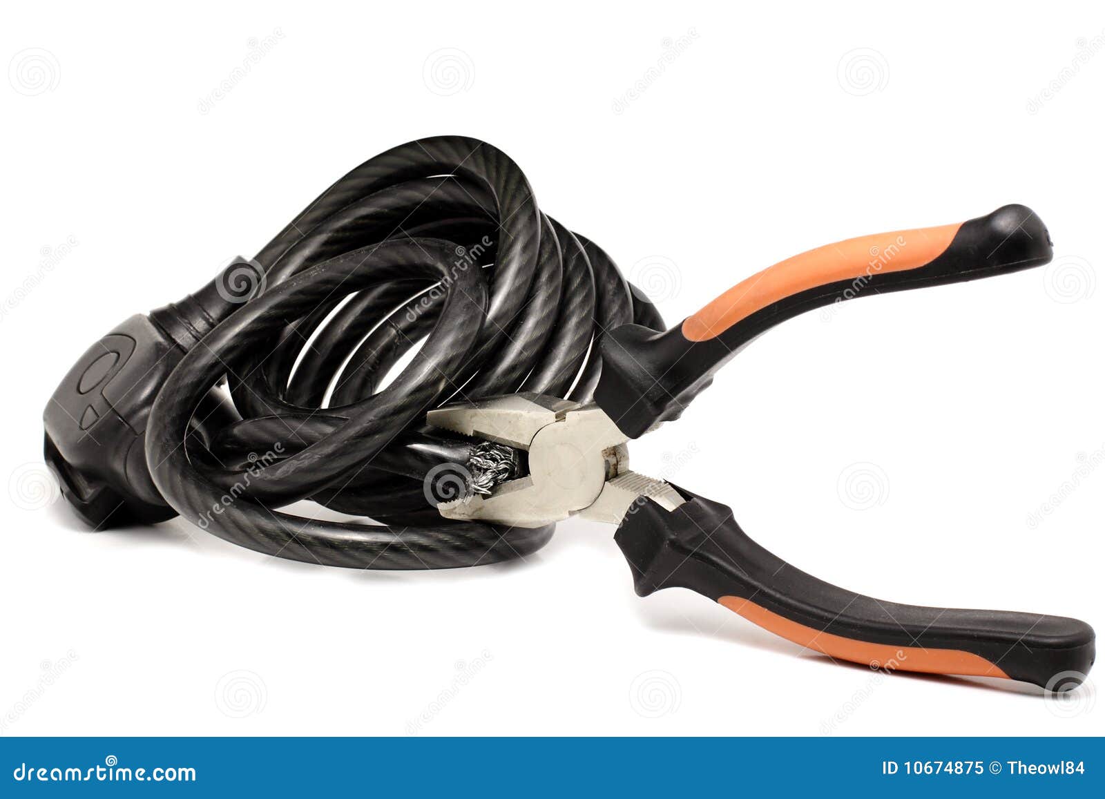 Cutting a Bike Lock stock image. Image of pliers, break 10674875