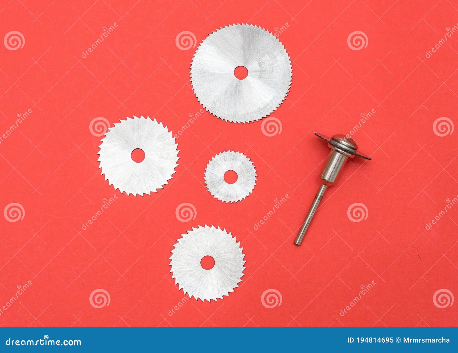Cutting Blades for Professional Engraving Machine Isolated on Red Color. Dremel  Attachments Stock Image - Image of industry, accessory: 194814695