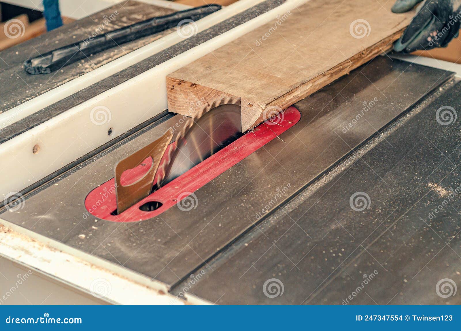 Cutting the Board with a Circular Saw in a Carpentry Close Up