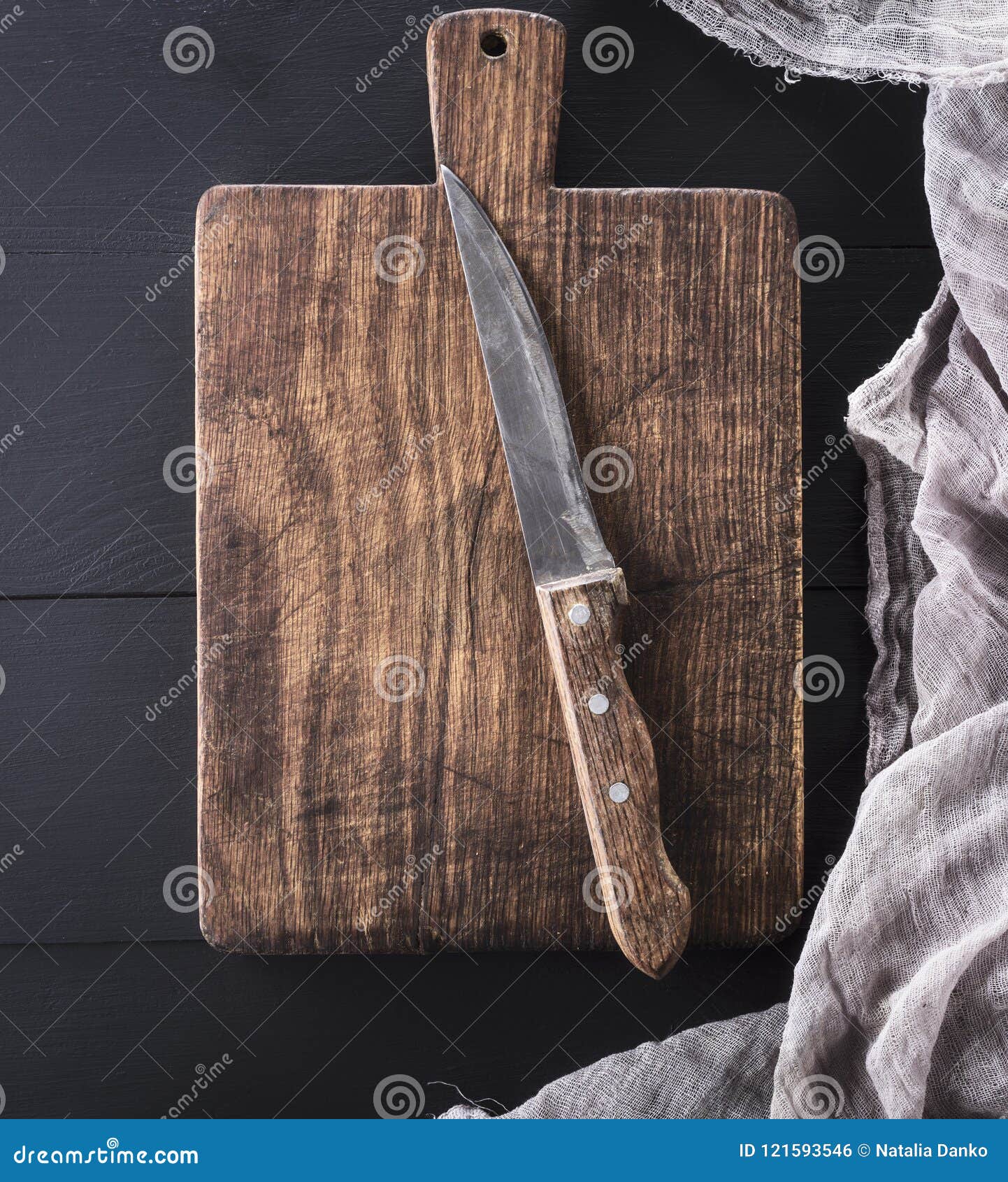 Cutting Board with Handle and Kitchen Knife Stock Photo Image of