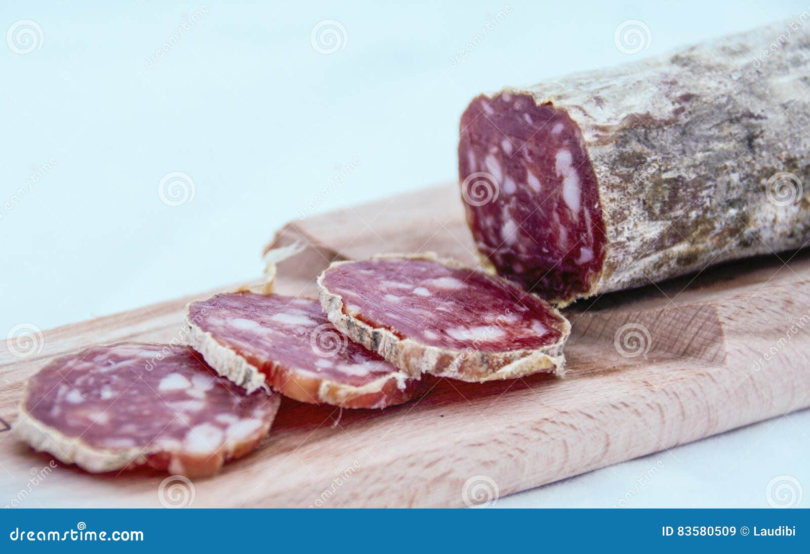 Cutting Board with Italian Salame Stock Image Image of meats, slice