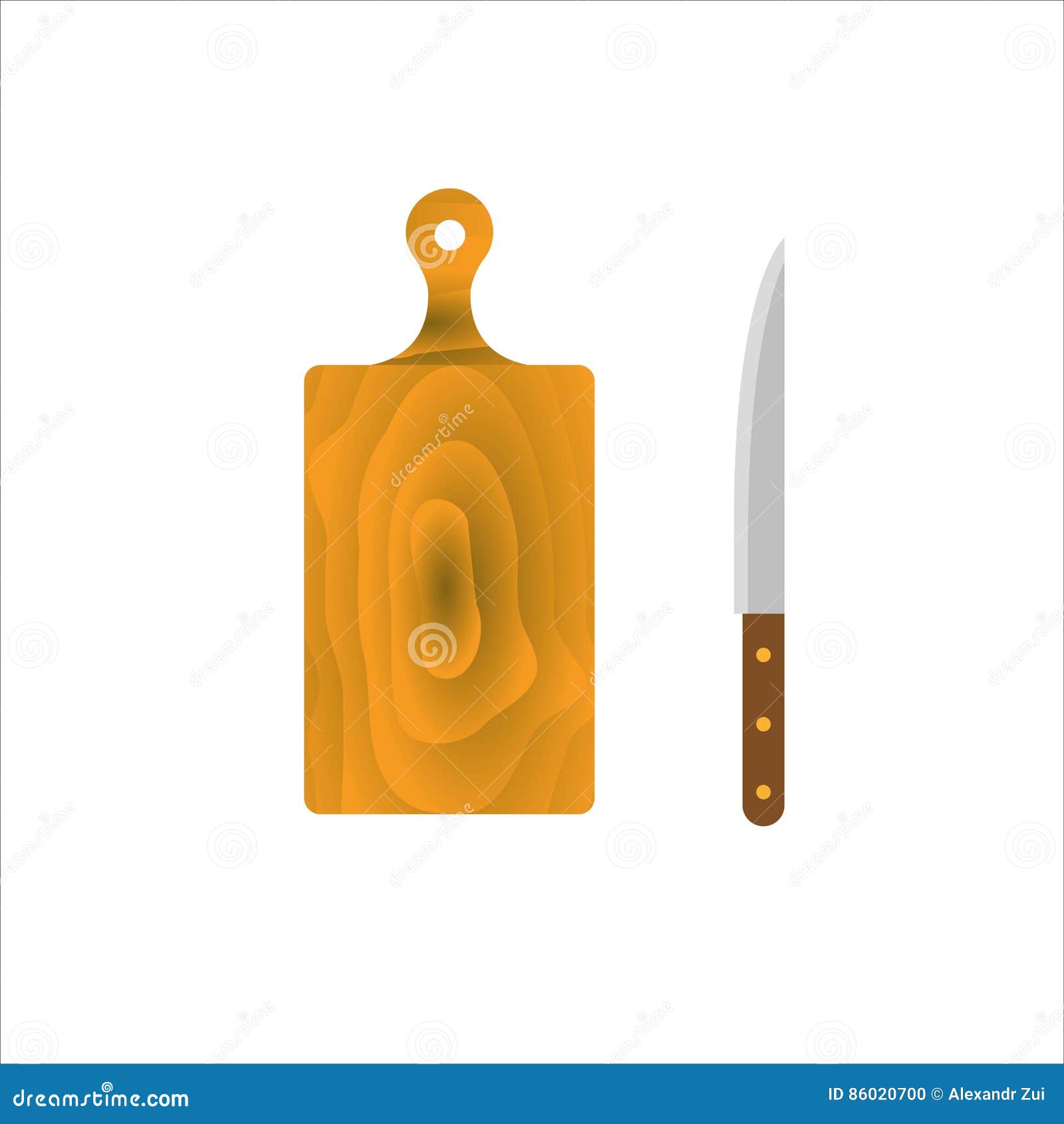 Cutting Board and knife stock vector. Illustration of plank 86020700