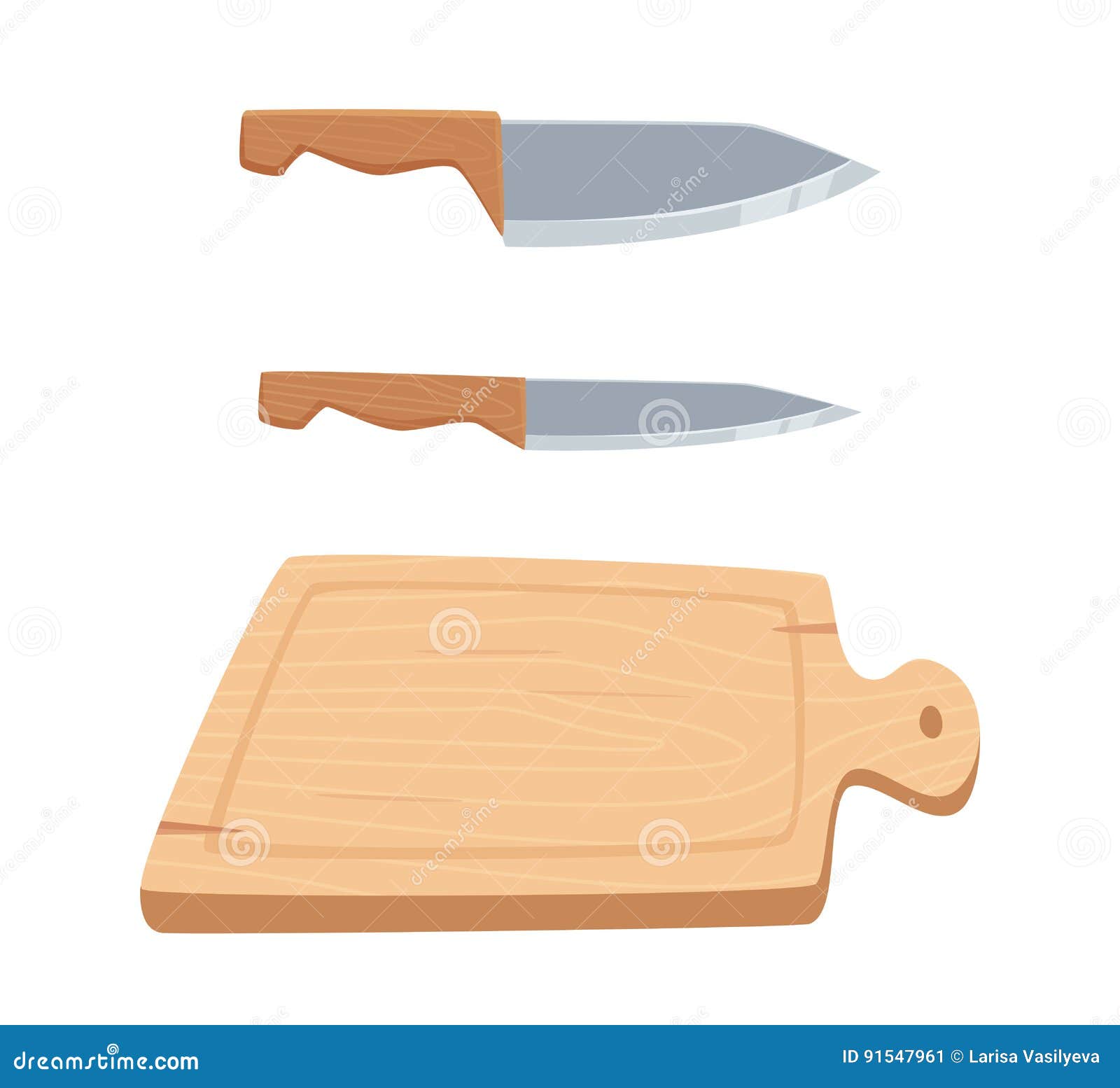 Cutting board and knife. stock vector. Illustration of cartoon 91547961