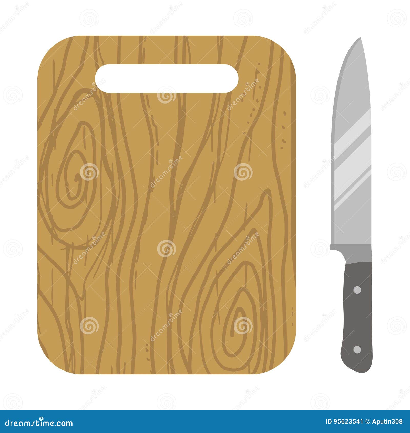 A Cutting Board and a Knife. Vector Illustration Stock Vector