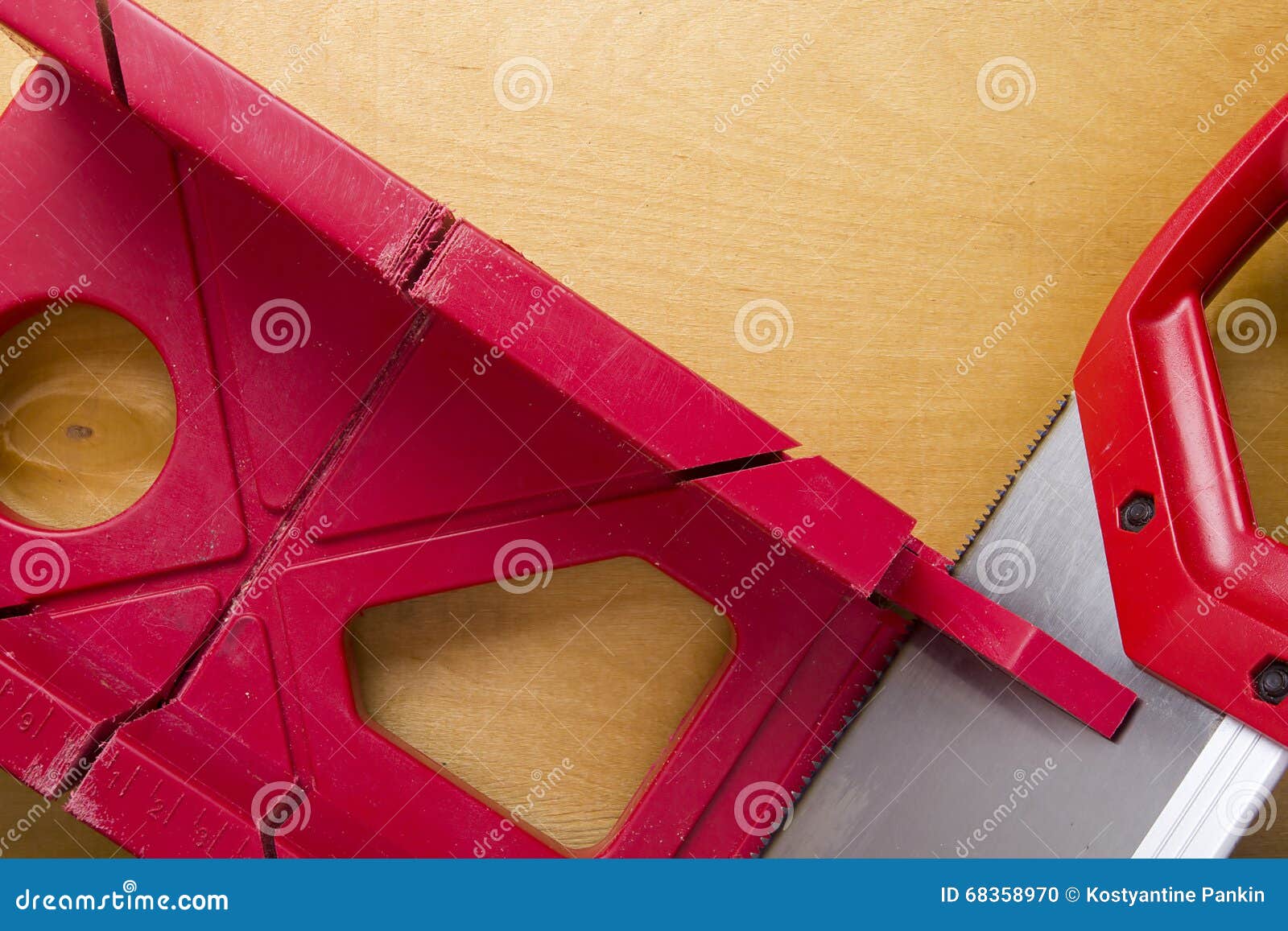 Cutting Boards Using the Miter Box and Saw. Stock Photo Image of