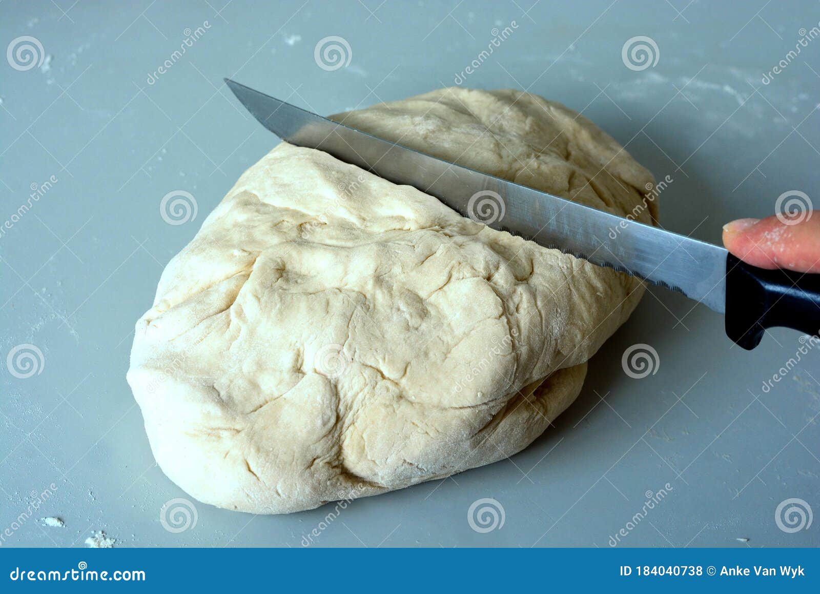 Cutting the Bread Dough with a Knife Stock Photo Image of bakes