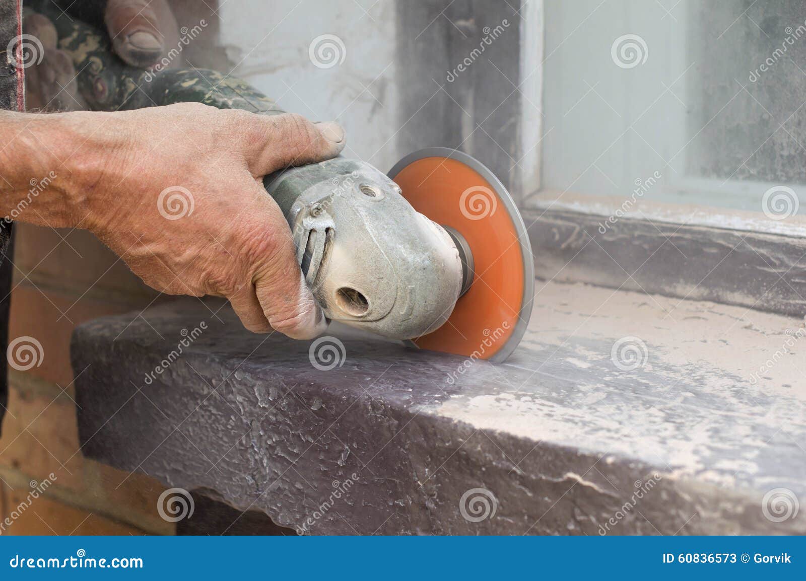 Cutting Bricks Using Grinders Stock Image Image of restoration, angle